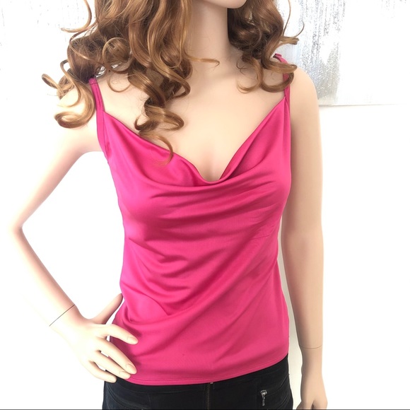 G by Guess Pink Satin Camisole Top w Cowl Neck - Picture 1 of 7